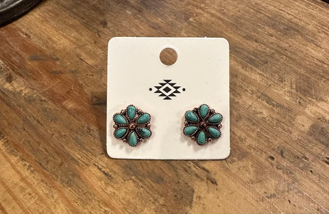 Turquoise cluster earrings