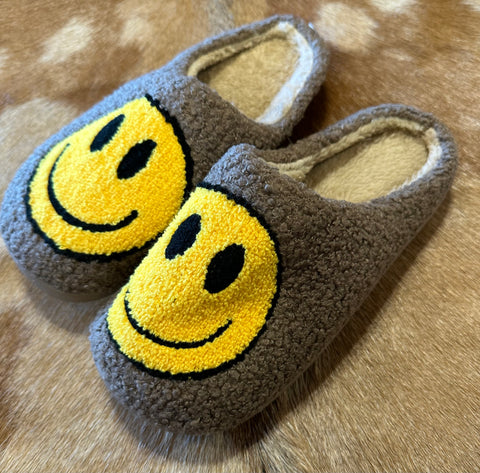 Brown smiley slippers