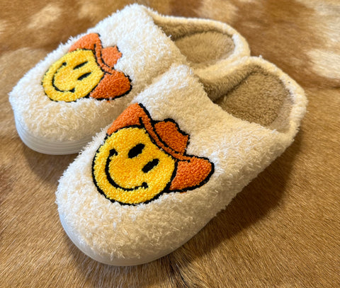 Cowboy hat smiley slippers