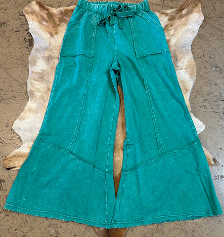 Acid wash palazzo pants