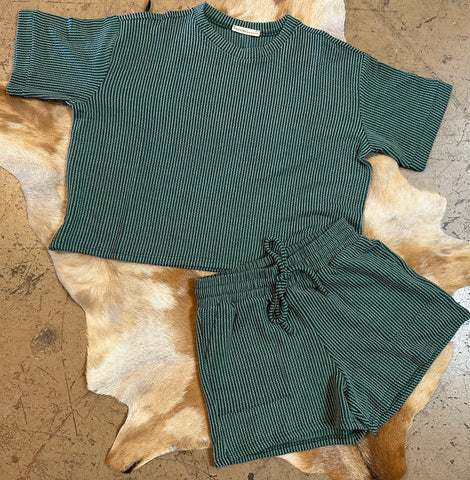 Corded rib shirt & short set
