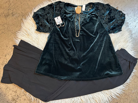 Velvet teal green top