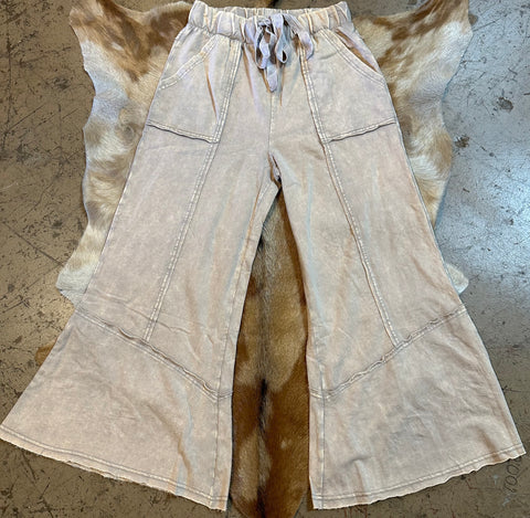 Acid wash palazzo pants