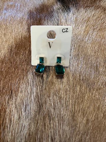 Green bling earrings