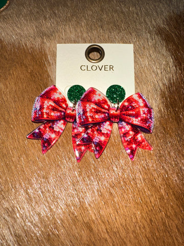 Christmas bow earrings