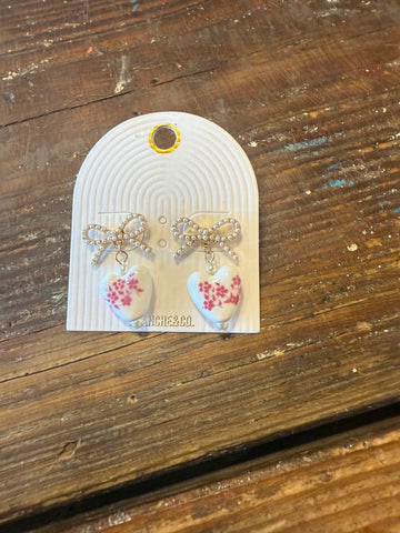 Heart bow earrings