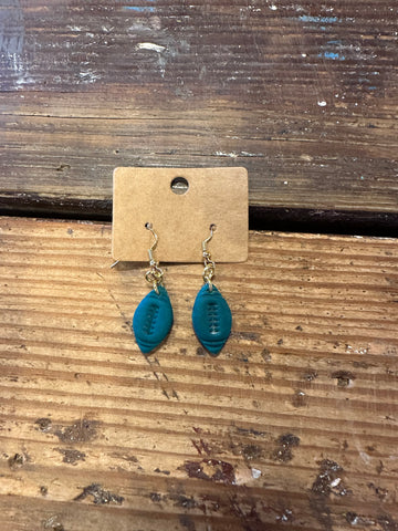 Clay football dangle earrings
