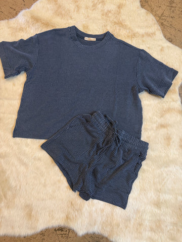 RAISED RIB SHORT SLEEVE TEE & SHORT PANTS SET