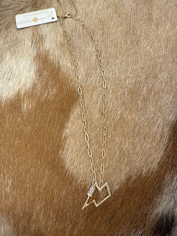 Matte gold lightning bolt necklace