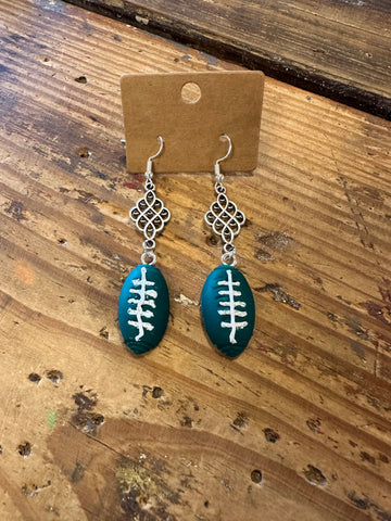 Clay football dangle earrings