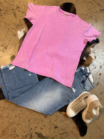 Washed short sleeve top