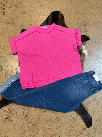 Corded ribbed high low top