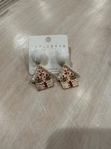 Gingerbread house earrings