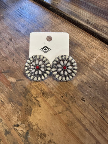 Circle stone earrings