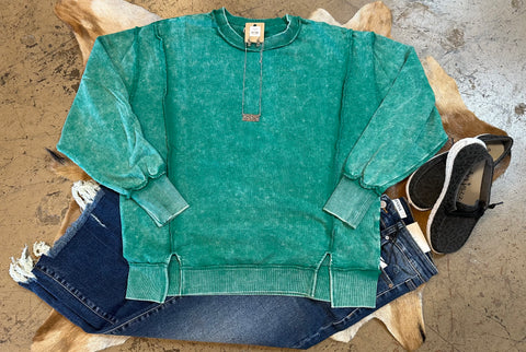 Acid wash green sweatshirt