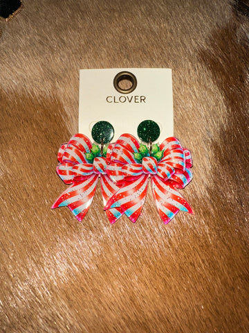 Christmas bow earrings