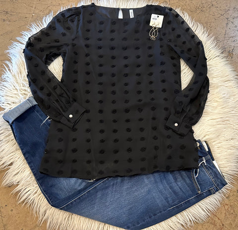 Swiss dot round neck