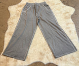FRENCH TERRY WIDE LEG PANTS BLACK