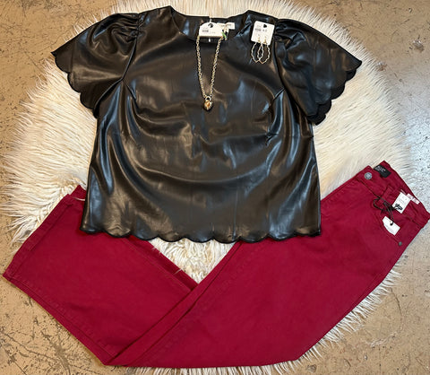 Faux leather shirt
