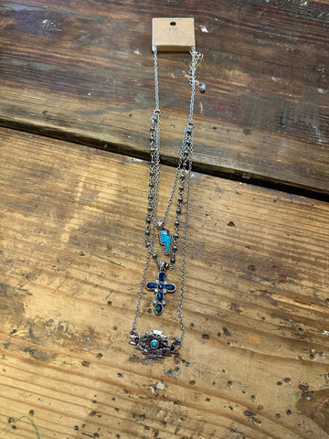 Cross stack necklace