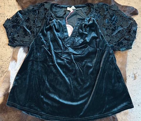 Velvet teal green top