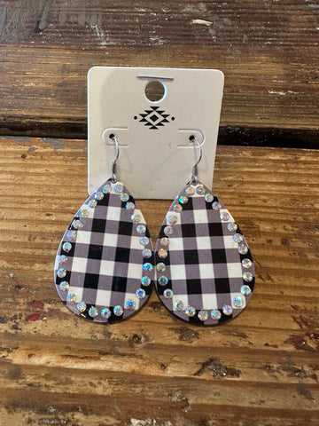 Black/Checkered bling earrings