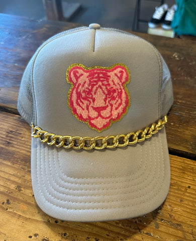 Tiger with chain trucker hat