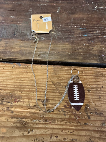Leather football mom necklace