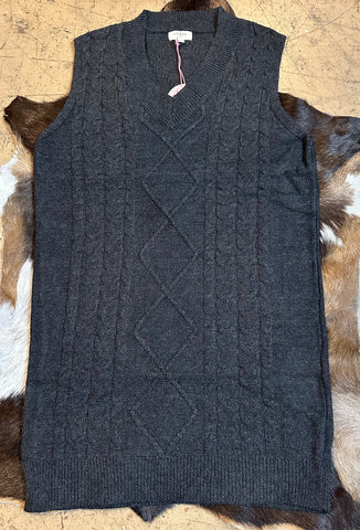 Black cable v-neck sweater dress