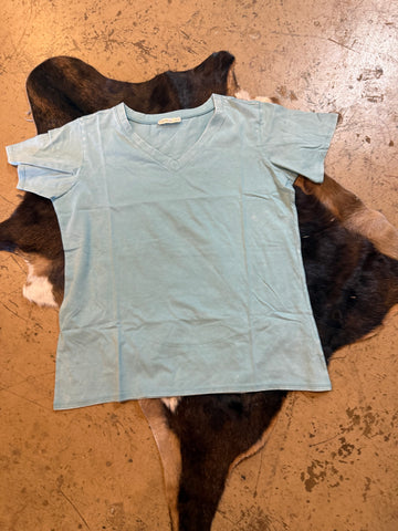 Washed v neck top