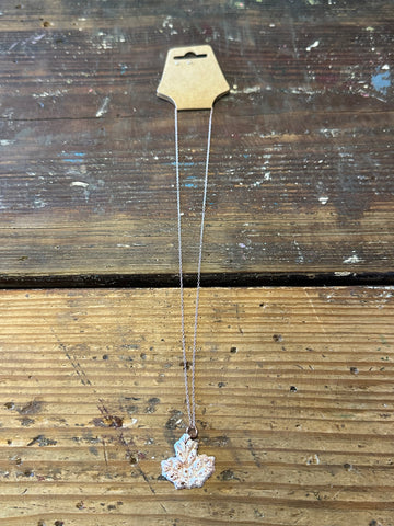 Clay fall leaf necklace
