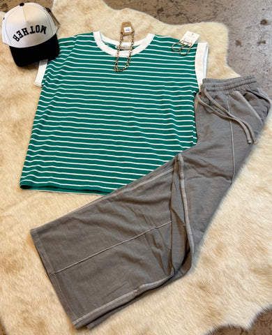 FRENCH TERRY WIDE LEG PANTS
