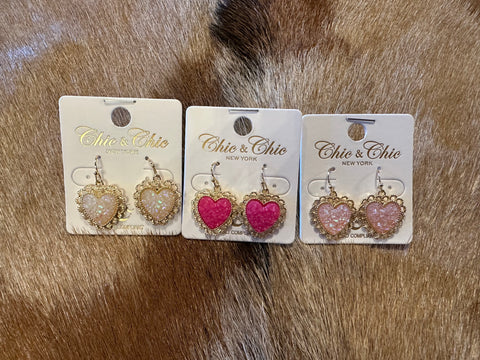 Heart druzy earrings