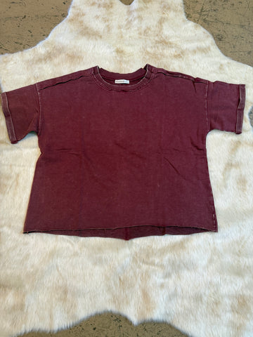 ZENANA FRENCH TERRY ACID WASHED TEE SHIRTS