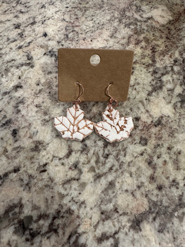 Clay dangle fall leaf earrings