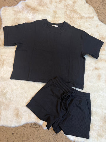 RAISED RIB SHORT SLEEVE TEE & SHORT PANTS SET
