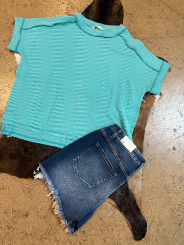 Corded ribbed high low top