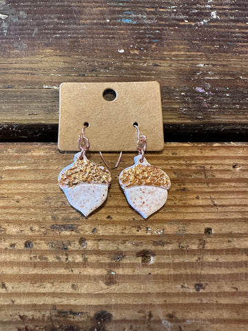 Clay acorn dangle earrings