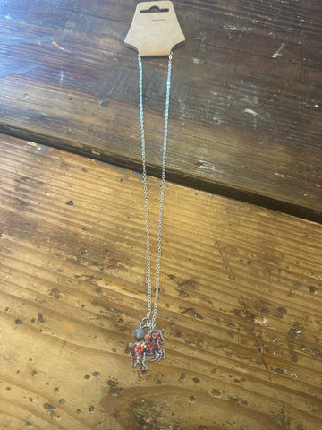 Floral horse necklace
