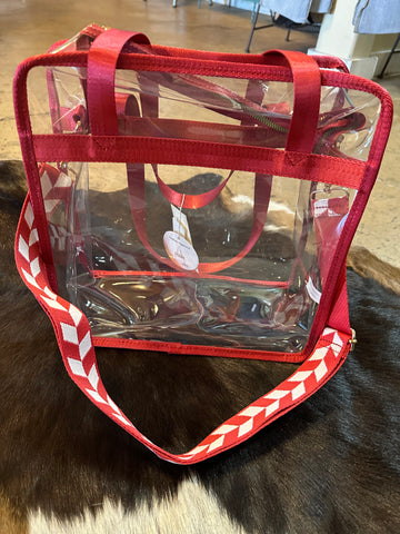 Clear tote bag (burgundy)