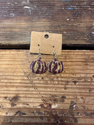 Clay pumpkin dangle earrings
