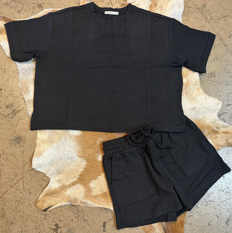 Corded rib shirt & short set