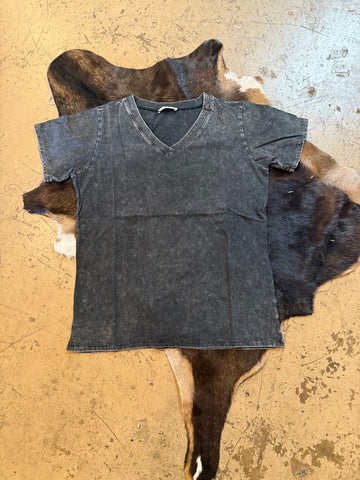 Washed v neck top