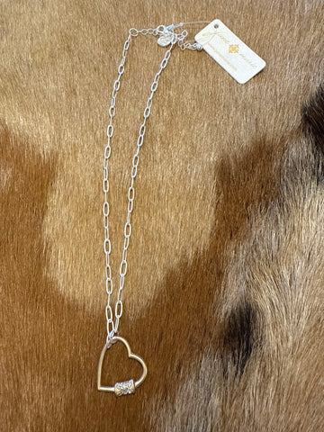 Matte gold heart necklace
