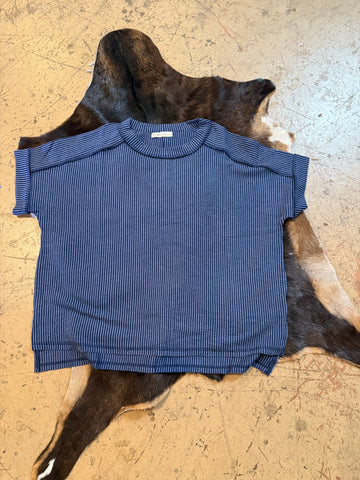 Corded ribbed high low top