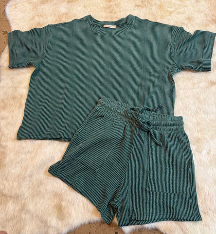 RAISED RIB SHORT SLEEVE TEE & SHORT PANTS SET
