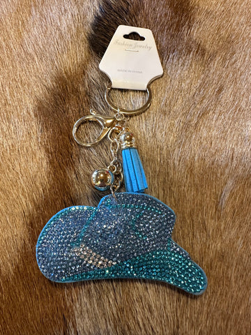 Cowgirl hat keychain