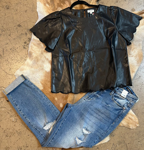 Faux leather shirt