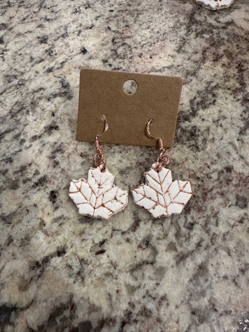 Clay dangle fall leaf earrings