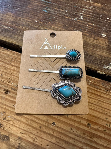Turquoise hair clips